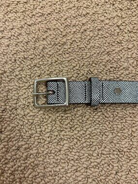 Rag & Bone Walker Black and White Silver Snake Embossed Leather Boyfriend Belt M